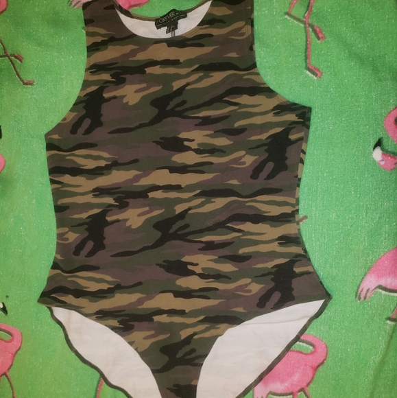 Forever 21 Tops - Forever21 + Camo Tank Bodysuit